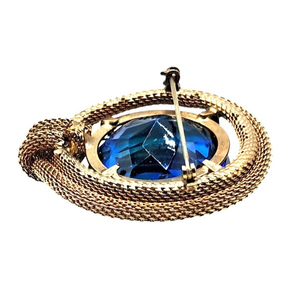 Vintage Rhinestone Jewelry Set Brooch Earrings Givre' or Sabrina Blue Green Glas - Picture 11 of 12